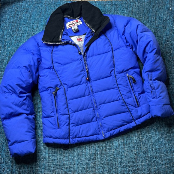 Obermeyer Goose Down Waterproof Snow Jacket in Blue Black - Picture 1 of 10